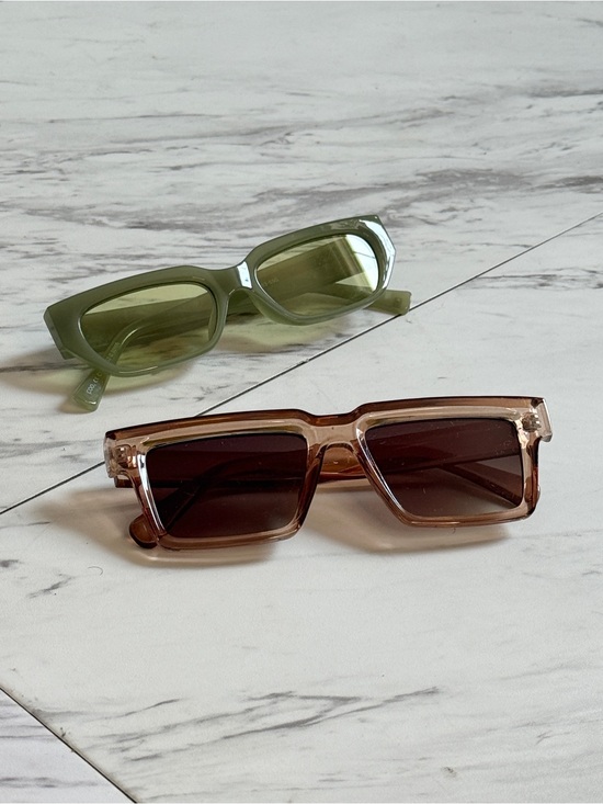 Accessories - 3/$50 Bundle of 2 Rectangular Frame Green Amber Retro Fashion Sunglasses Lot